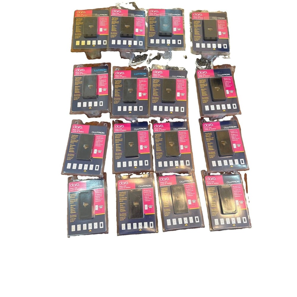Lot of 16 Lutron Claro CA-PJ-BL Telephone Phone Jack Black 4-6 Conductor NEW